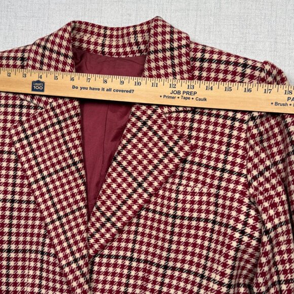 Vintage Saint Laurent Rive Gauche Houndstooth Blazer Red Cream Two Button Sz 44 - Picture 9 of 14